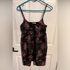 Roxy Black Mini Dress with Pink Floral Print